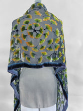 Load image into Gallery viewer, Black Gingko Leaves Burnout Velvet Scarf/Shawl