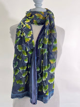 Load image into Gallery viewer, Black Gingko Leaves Burnout Velvet Scarf/Shawl
