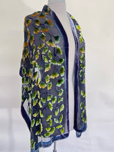 Load image into Gallery viewer, Black Gingko Leaves Burnout Velvet Scarf/Shawl