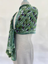 Load image into Gallery viewer, Green Hand-Painted Gingko Leaves Burnout Velvet Scarf/Shawl