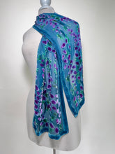 Load image into Gallery viewer, Velvet Scarf with Willows Pattern in Turquoise