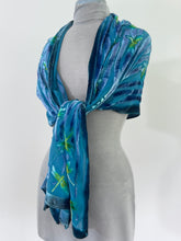 Load image into Gallery viewer, Dragonflies Turquoise Velvet Scarf/Shawl
