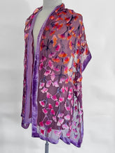 Load image into Gallery viewer, Hand-Painted Gingko Leaves Burnout Velvet Scarf/Shawl in Wine