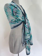 Load image into Gallery viewer, Pale Gray Eucalyptus Leaves Scarf/Shawl