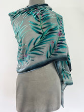 Load image into Gallery viewer, Pale Gray Eucalyptus Leaves Scarf/Shawl
