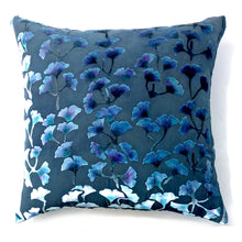 Load image into Gallery viewer, Gingko 20" Square Pillow Cover in Blue Gray