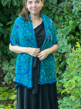 Load image into Gallery viewer, Turquoise Velvet Lily Pads Scarf/Shawl
