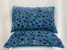 Load image into Gallery viewer, Violet Roses on a Blue Gray Background 12"x20" Pillow