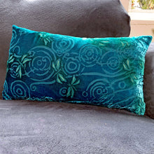 Load image into Gallery viewer, Aqua blue 12"x20" Pillow with Dragonflies Pattern-Sherit Levin