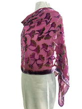Load image into Gallery viewer, Berry Color Velvet Versatile Poncho with Gingko Pattern-Sherit Levin