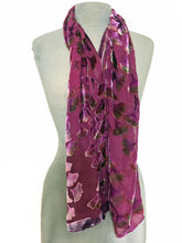 Load image into Gallery viewer, Berry Color Velvet Versatile Poncho with Gingko Pattern-Sherit Levin