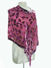 Load image into Gallery viewer, Berry Color Velvet Versatile Poncho with Gingko Pattern-Sherit Levin