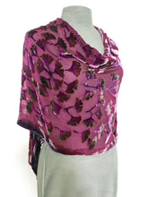 Load image into Gallery viewer, Berry Color Velvet Versatile Poncho with Gingko Pattern-Sherit Levin