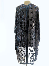 Load image into Gallery viewer, Black Velvet on Black Silk Chiffon Gingko Leaves Kimono-Sherit Levin