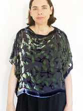 Load image into Gallery viewer, Black with Gingko Leaves Velvet Poncho Top-Sherit Levin