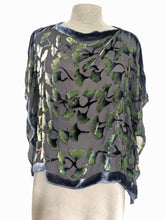 Load image into Gallery viewer, Black with Gingko Leaves Velvet Poncho Top-Sherit Levin