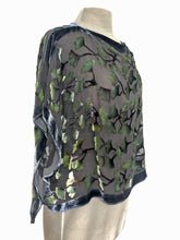 Load image into Gallery viewer, Black with Gingko Leaves Velvet Poncho Top-Sherit Levin