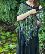 Load image into Gallery viewer, Black Velvet Lily Pads Scarf/Shawl
