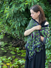 Load image into Gallery viewer, Black Velvet Lily Pads Scarf/Shawl