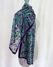 Load image into Gallery viewer, Velvet Scarf with Lily Pads Pattern in Black