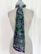 Load image into Gallery viewer, Velvet Scarf with Lily Pads Pattern in Black