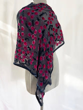 Load image into Gallery viewer, Black Velvet Red Roses Scarf/Shawl