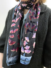 Load image into Gallery viewer, Black Scarf/Shawl with Flowers