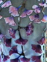 Load image into Gallery viewer, Blue Hand-Painted Gingko Leaves Burnout Velvet Scarf/Shawl
