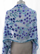 Load image into Gallery viewer, Purple Rosettes on Pale Gray Blue