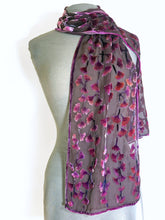 Load image into Gallery viewer, Bordeaux Background Gingko Scarf