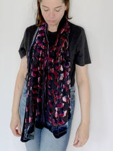 Load image into Gallery viewer, Floral Reds on Black Velvet Poncho/Scarf