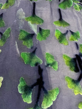Load image into Gallery viewer, Velvet Devoré Gingko Leaves in Black with Green