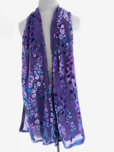 Load image into Gallery viewer, Purple Velvet Scarf/Shawl in Willow Branches