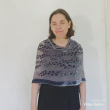 Load and play video in Gallery viewer, Gray Velvet Poncho/Scarf in Willow Branches