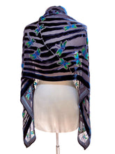 Load image into Gallery viewer, Dragonflies Pattern Black Velvet Scarf/Shawl-Sherit Levin