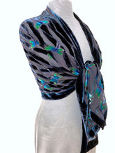 Load image into Gallery viewer, Dragonflies Pattern Black Velvet Scarf/Shawl