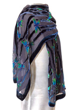 Load image into Gallery viewer, Dragonflies Pattern Black Velvet Scarf/Shawl-Sherit Levin