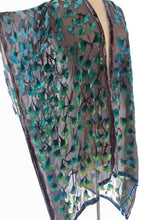Load image into Gallery viewer, Gingko Leaves Velvet Kimono in Black and Green-Sherit Levin