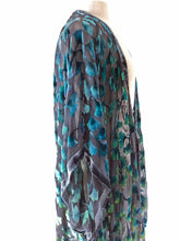 Load image into Gallery viewer, Gingko Leaves Velvet Kimono in Black and Green-Sherit Levin