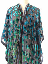 Load image into Gallery viewer, Gingko Leaves Velvet Kimono in Black and Green-Sherit Levin
