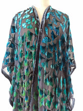 Load image into Gallery viewer, Gingko Leaves Velvet Kimono in Black and Green-Sherit Levin