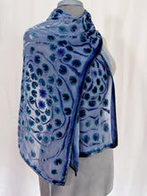 Load image into Gallery viewer, Velvet Scarf with Lily Pads Pattern in Gray