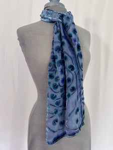 Velvet Scarf with Lily Pads Pattern in Gray