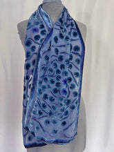 Load image into Gallery viewer, Velvet Scarf with Lily Pads Pattern in Gray