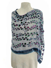 Load image into Gallery viewer, Gray Velvet Poncho/Scarf in Willow Branches