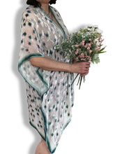 Load image into Gallery viewer, Ivory White Velvet Kimono with Painted Gingko Leaves-Sherit Levin