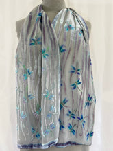 Load image into Gallery viewer, Dragonflies Scarf in Ple Gray