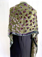 Load image into Gallery viewer, Flowering Branches Scarf/Wrap in Olive Green