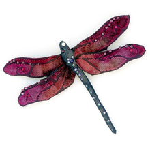 Load image into Gallery viewer, Silk Velvet Dragonfly Pin in Fuchsia

