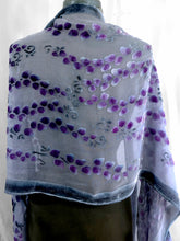 Load image into Gallery viewer, Pale Gray Scarf/Shawl with Willows